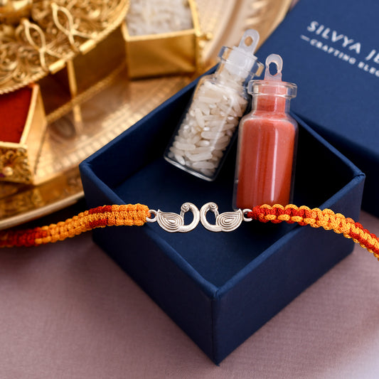 Peacock 925 Silver Rakhi