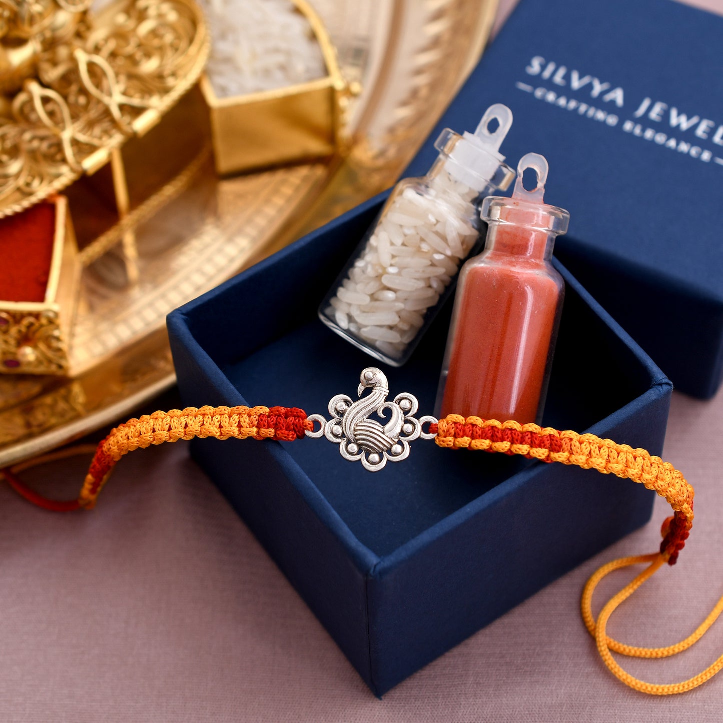 Peacock 925 Silver Rakhi