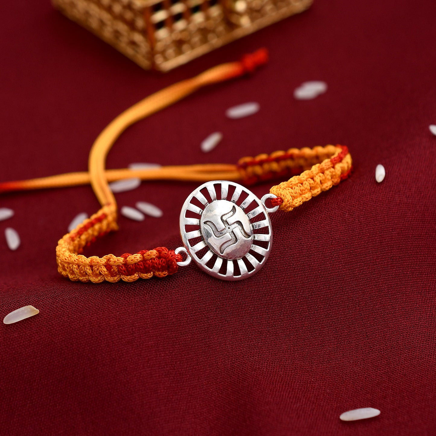 Swastik Design 925 Silver Rakhi