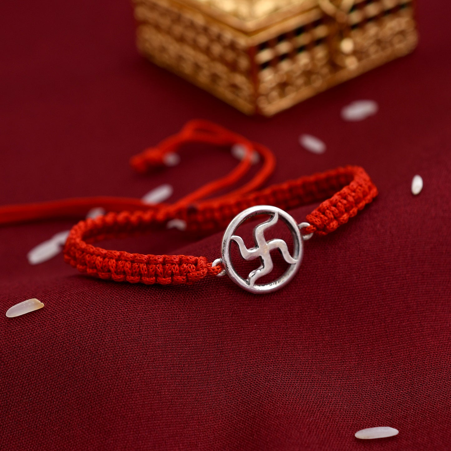 Round Swastik 925 Silver Rakhi