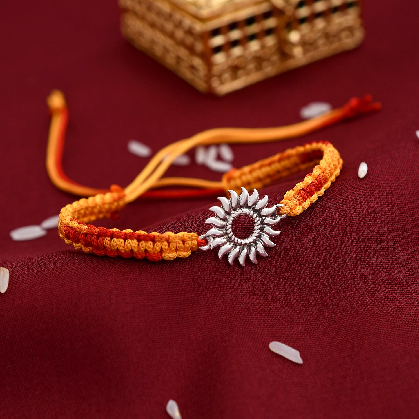 Sunflower Design 925 Silver Rakhi