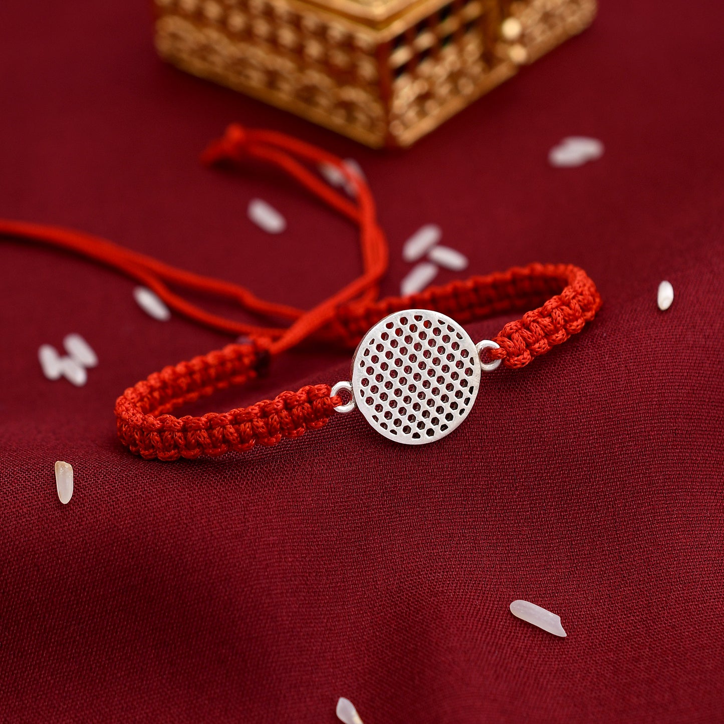 Handmade Net Design  925 Silver Rakhi