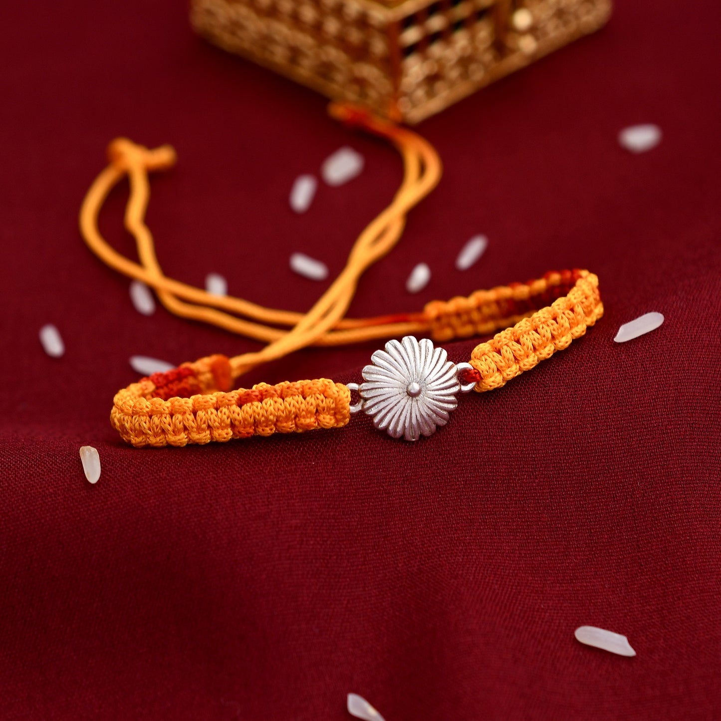 Flower Design 925 Silver Rakhi