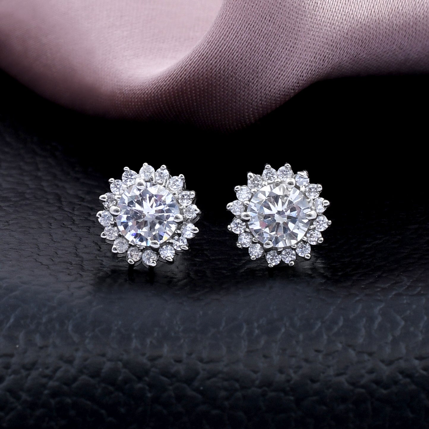 Diamond Jacket 925 Sterling Silver Studs