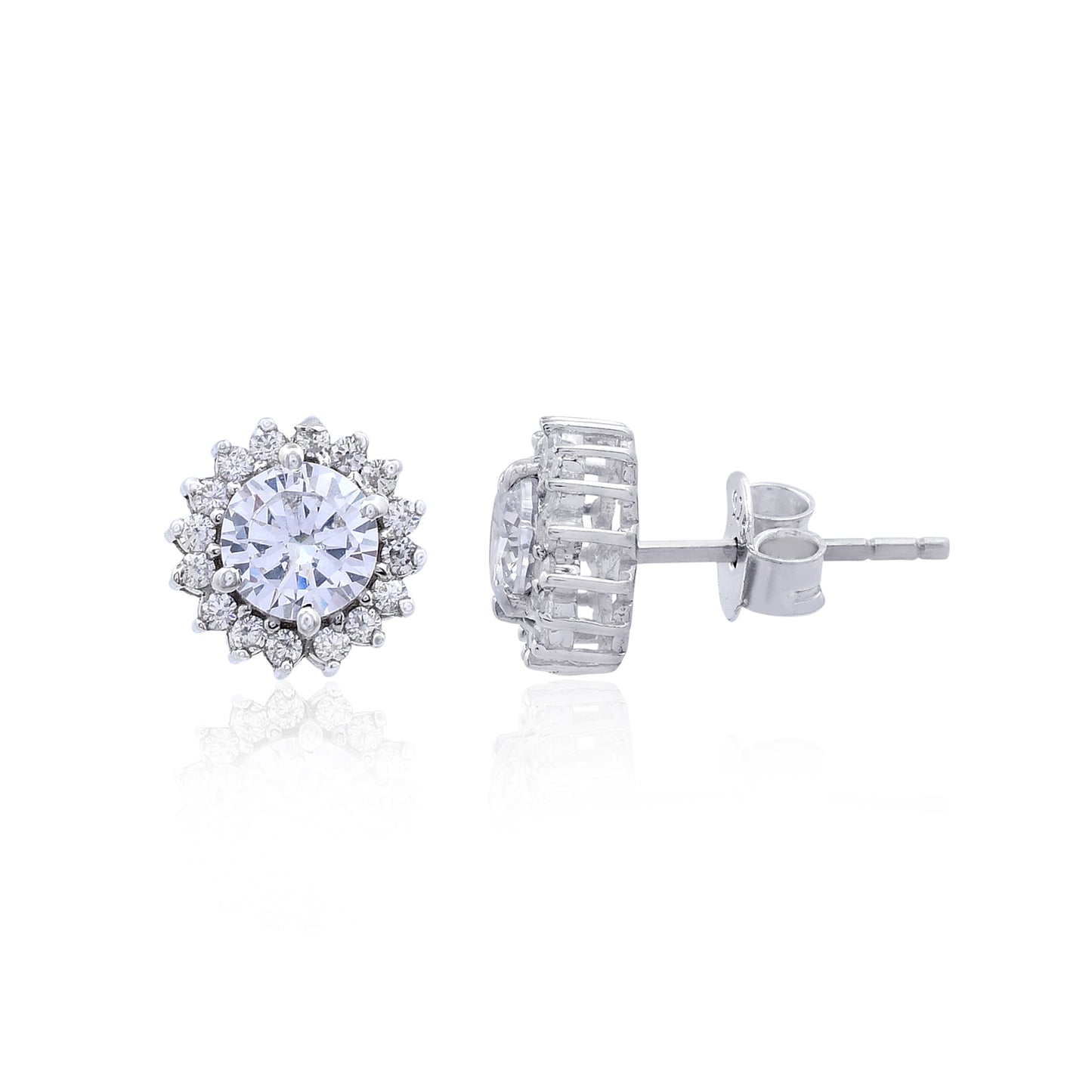 Diamond Jacket 925 Sterling Silver Studs