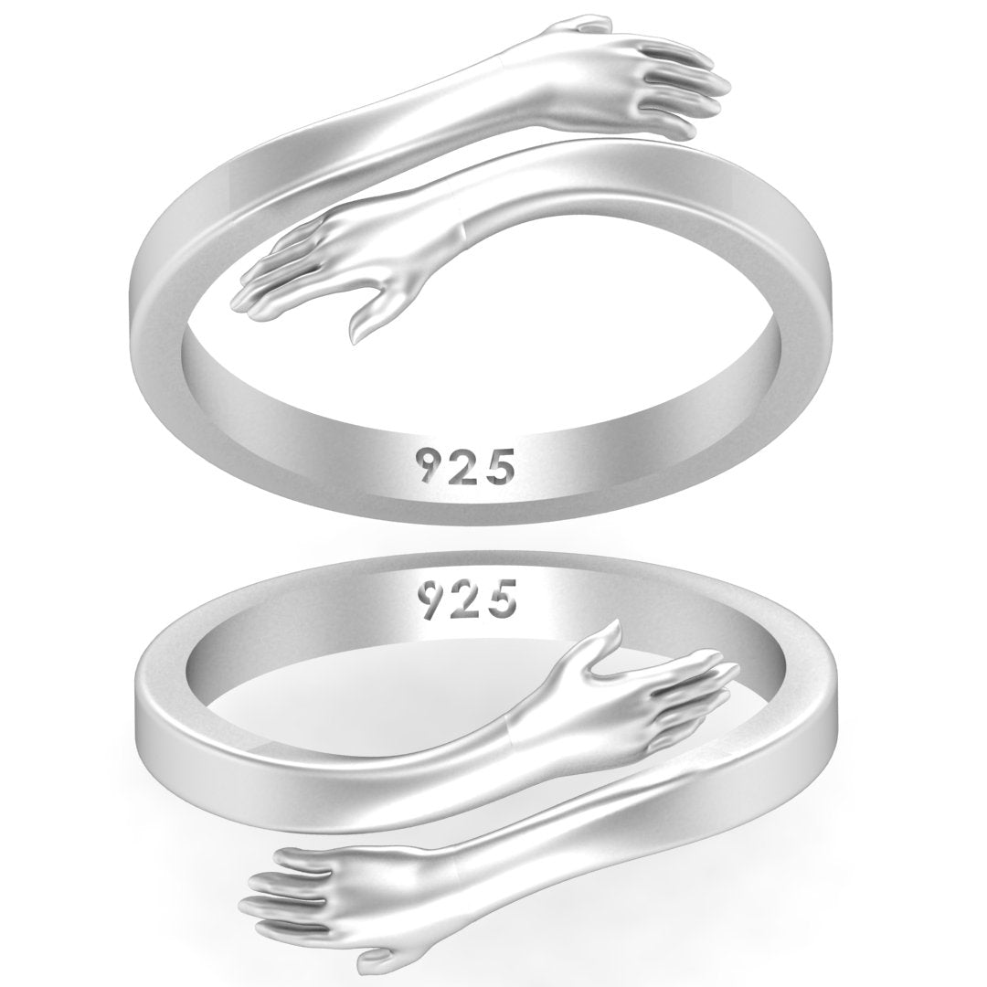 925 Sterling Silver Couple Hug Rings