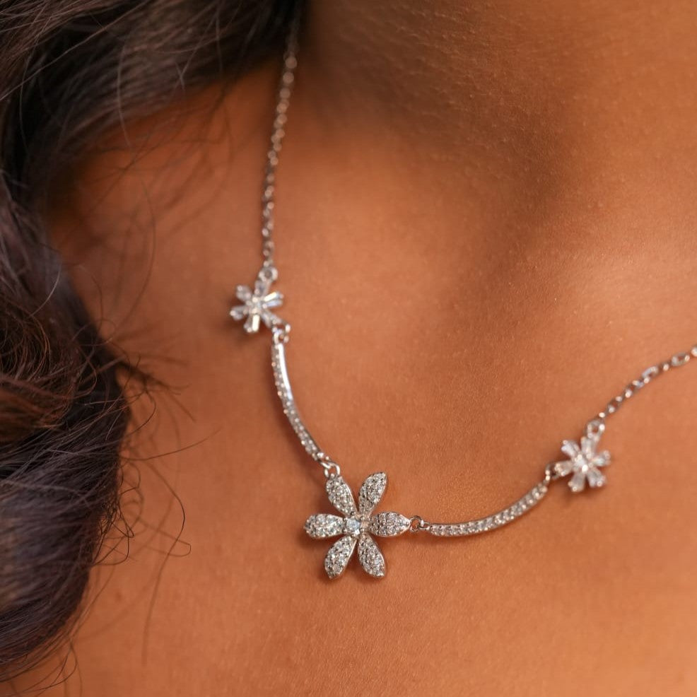 Sunflower Diamond 925 Sterling Silver Necklace