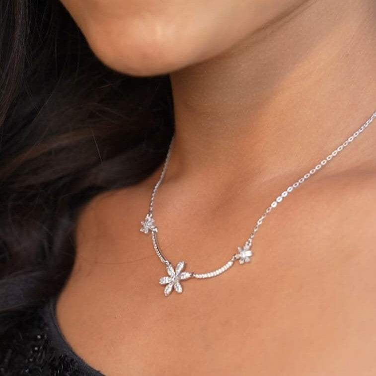 Sunflower Diamond 925 Sterling Silver Necklace