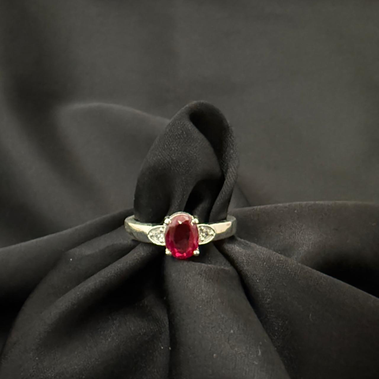 Round Simulated 925 Sterling Silver Ring