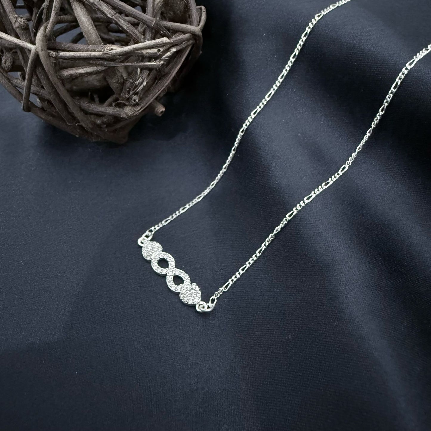 Crystal Stylish Infinity Design 925 Sterling Silver Pendant