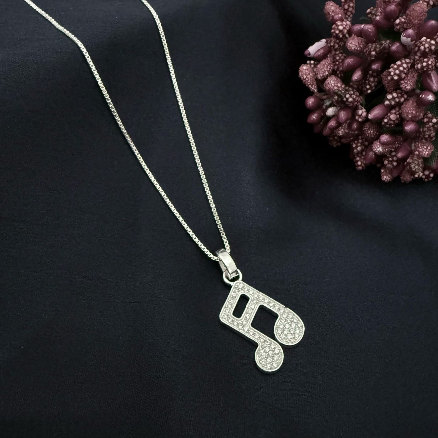 Music Diamond Design 925 Sterling Silver Pendant