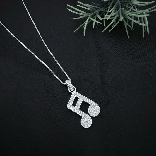 Music Diamond Design 925 Sterling Silver Pendant