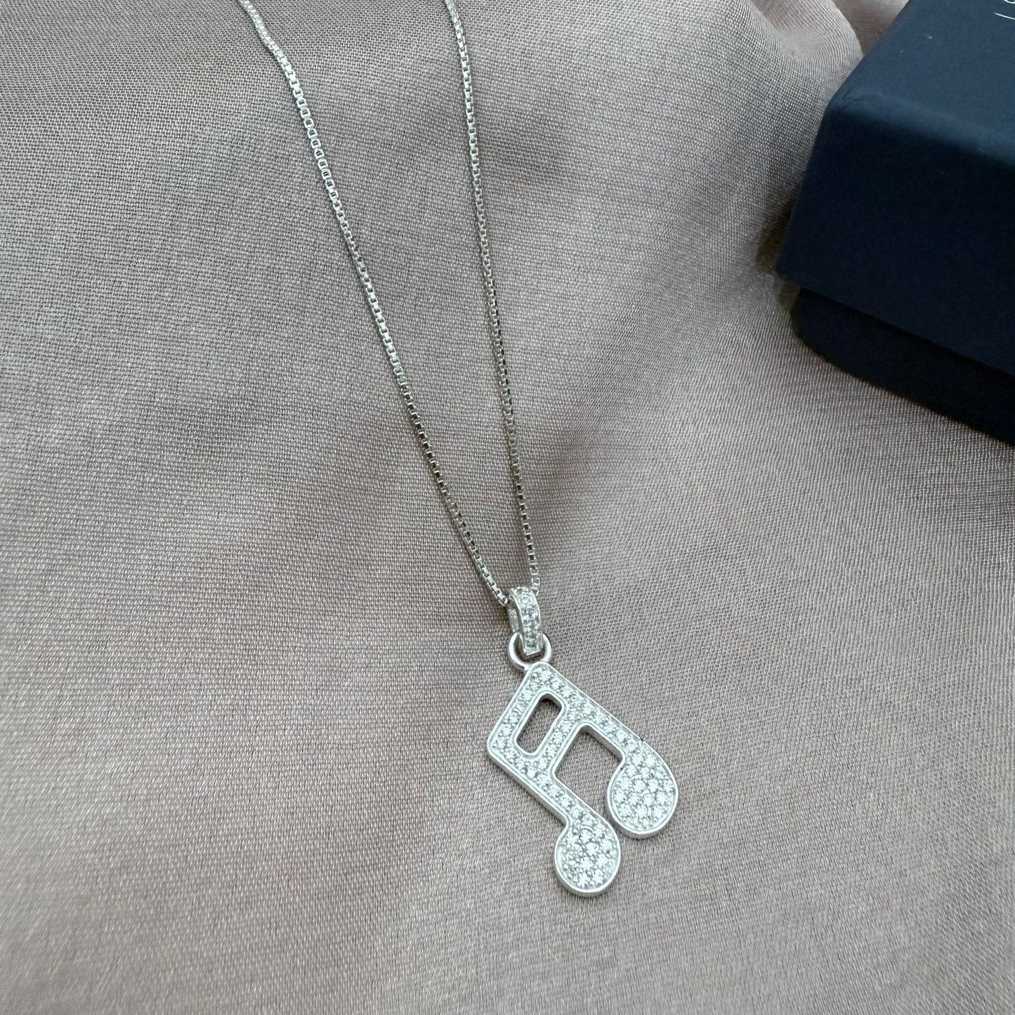 Music Diamond Design 925 Sterling Silver Pendant