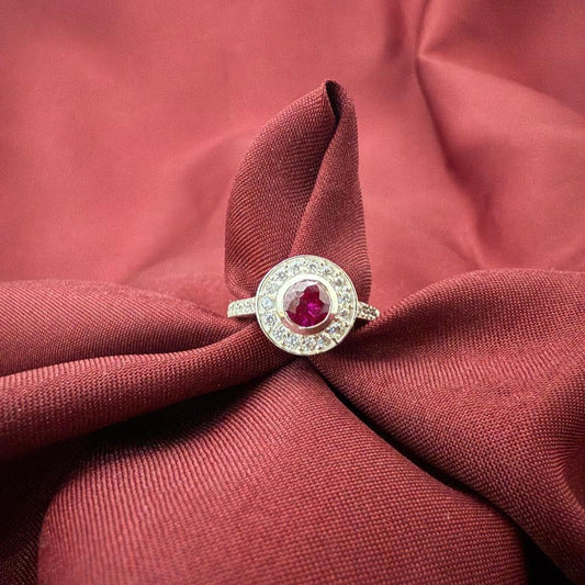 Oval Halo Diamond Design 925 Sterling Silver Ring