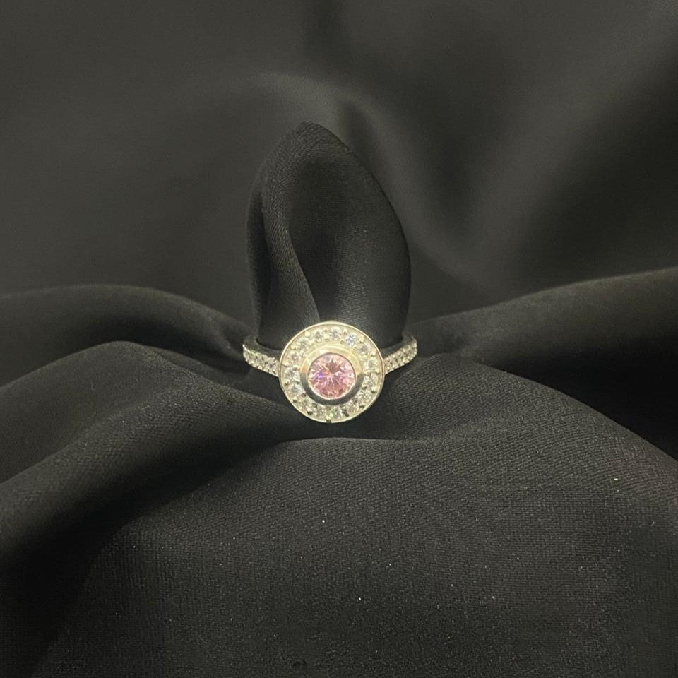 Oval Halo Diamond Design 925 Sterling Silver Ring