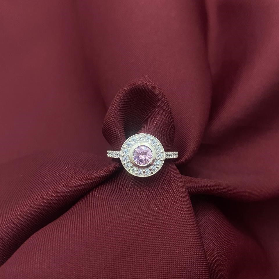 Oval Halo Diamond Design 925 Sterling Silver Ring