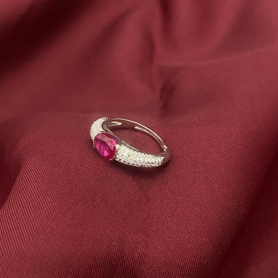 Classic Oval Crystal 925 Sterling Silver Ring