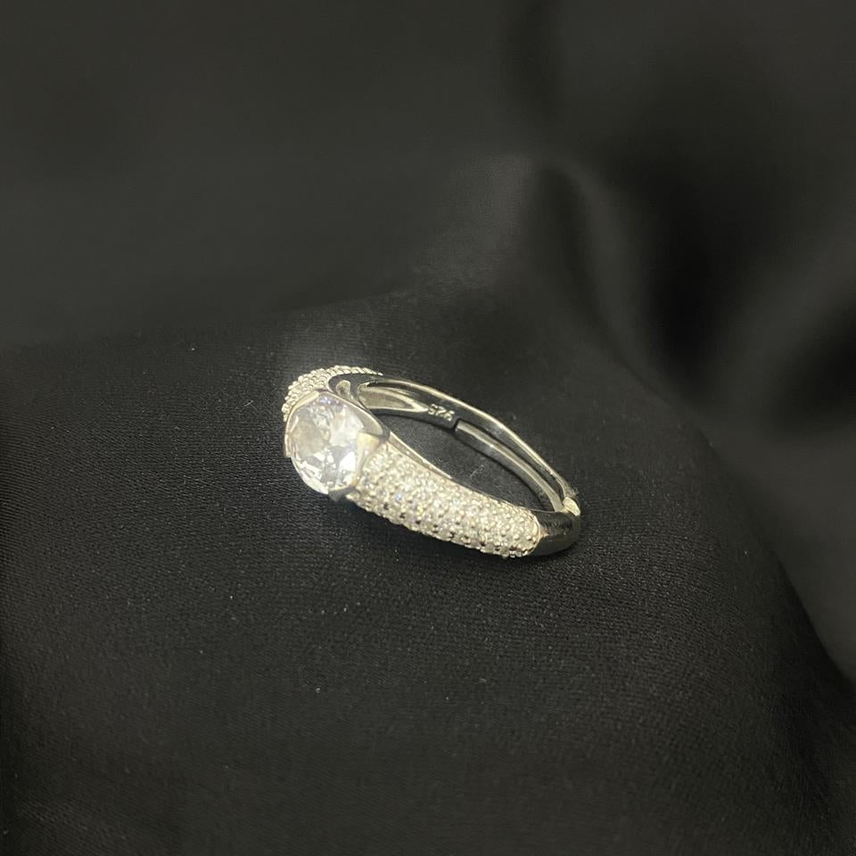 Classic Oval Crystal 925 Sterling Silver Ring
