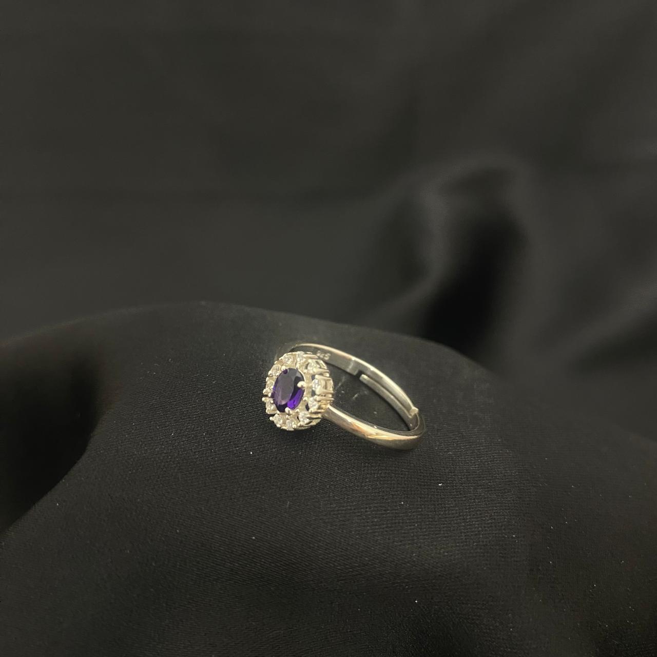 Cluster Oval Halo Diamond 925 Sterling Silver Ring
